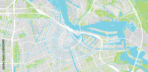 Urban vector city map of Amsterdam  The Netherlands