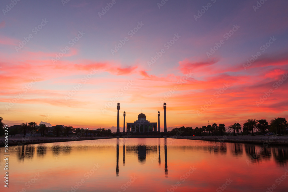 Beautiful mosque in the sunset.