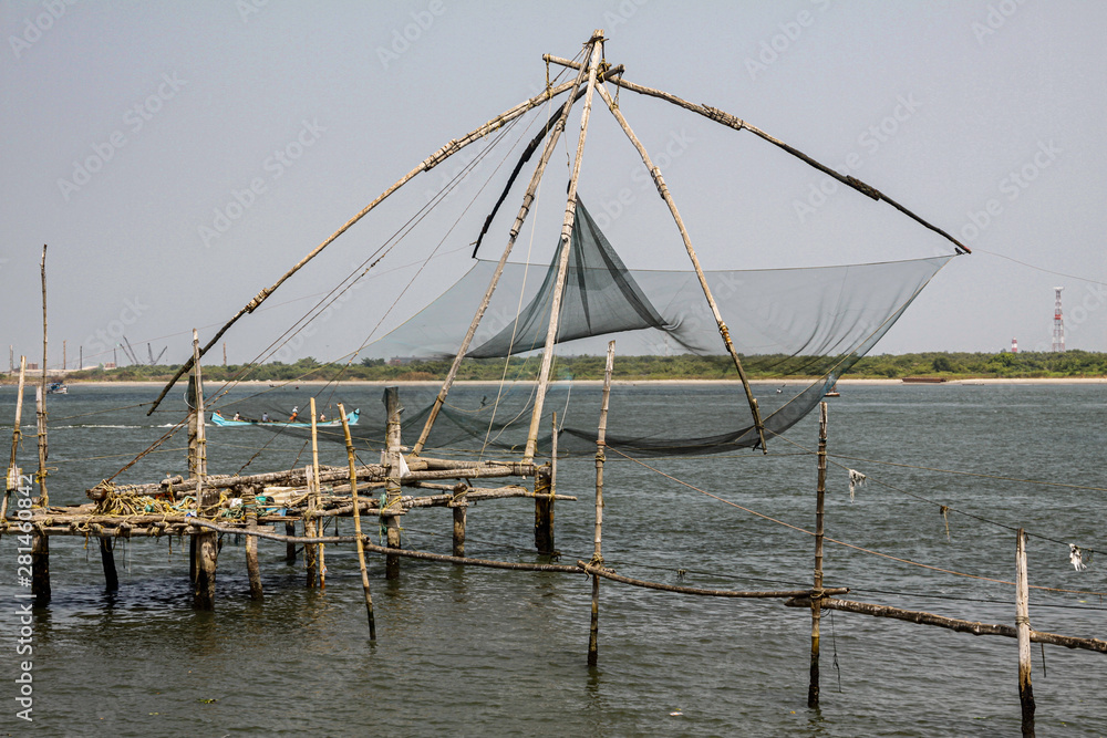 Traditional fishing nets at Cochin in India