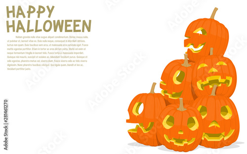 Pile of Jack-O'-lantern on transparent background