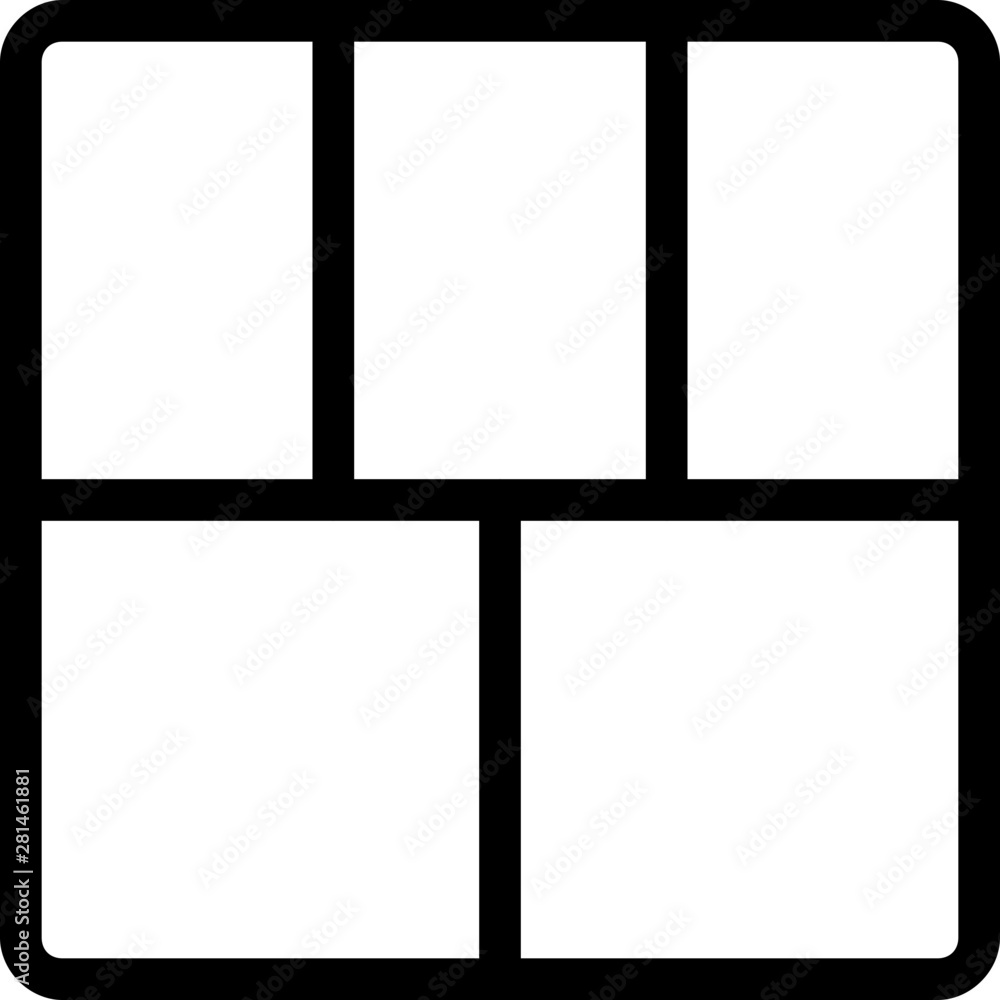 Five section frame column grid panel layout