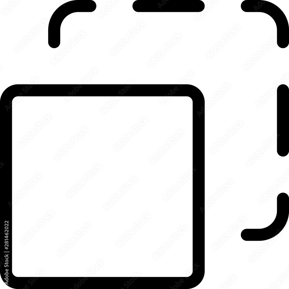 Square box shape selection application button, equal sides. Square box shape selection application button, equal sides.