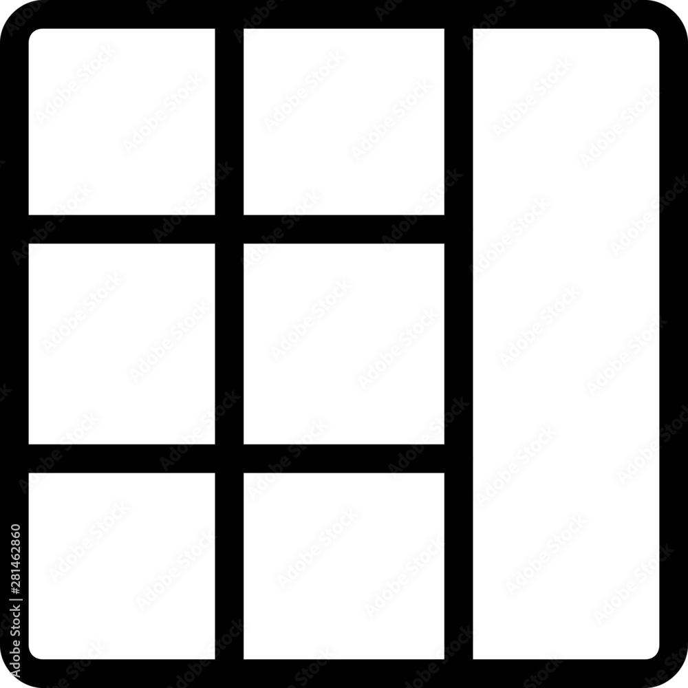 Net square grid with right content bar Net square grid with right content bar