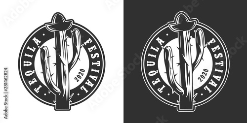Vintage mexican tequila festival round logo