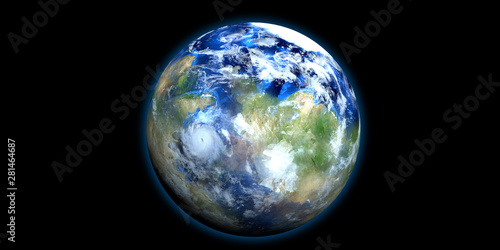 Exoplanet Extremely Detailed and Realistic High Resolution 3D illustration. Shot from Space. Elements of this image are furnished by NASA.