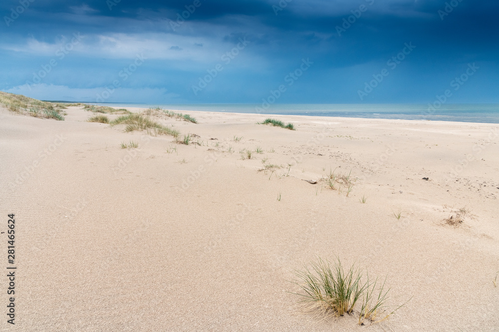 Sandy coast of Baltic sea at Liepaja, Latvia.