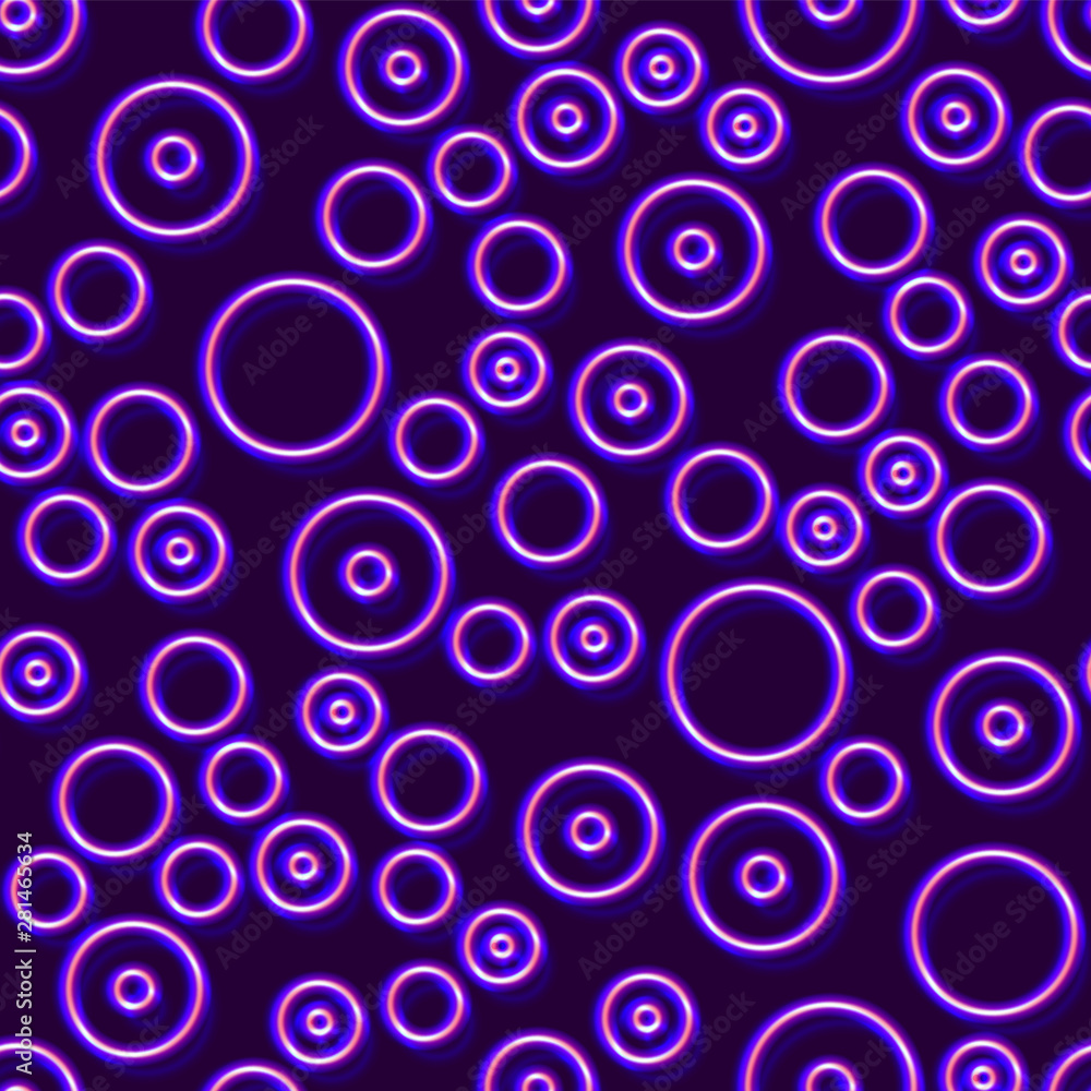 Neon seamless pattern with 80s style shapes and glowing purple Neon seamless pattern with 80s style shapes and glowing purple