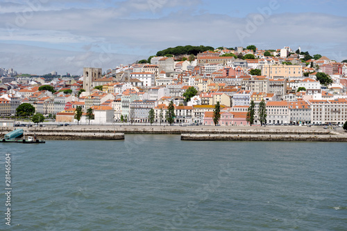 View from the River Tagus of the Lisbon, Portugal cityscape