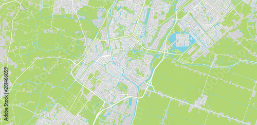 Urban vector city map of Alkmaar, The Netherlands