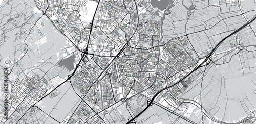 Urban vector city map of Leiden, The Netherlands