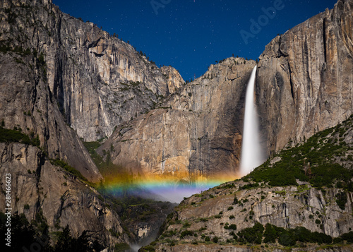 Yosemite Moonbow / Night Rainbow with Stars photo