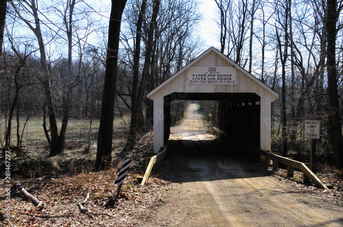 Zacke Cox Covered Bridge on Rural Pubic Road photo