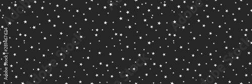 Wide stylish screensaver of a starry seamless pattern on a dark background for design in an interior or your imagination.