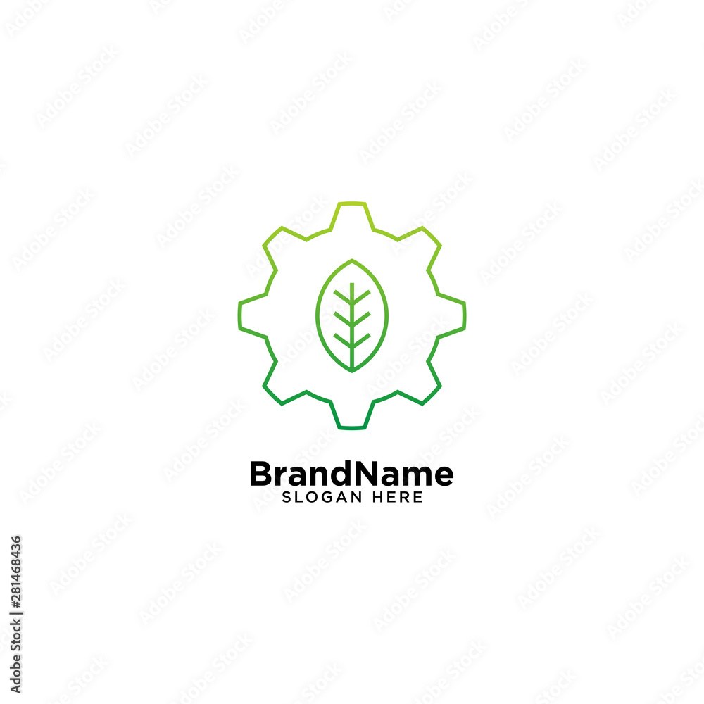 Fototapeta premium Green Leaf Technology Logo Design