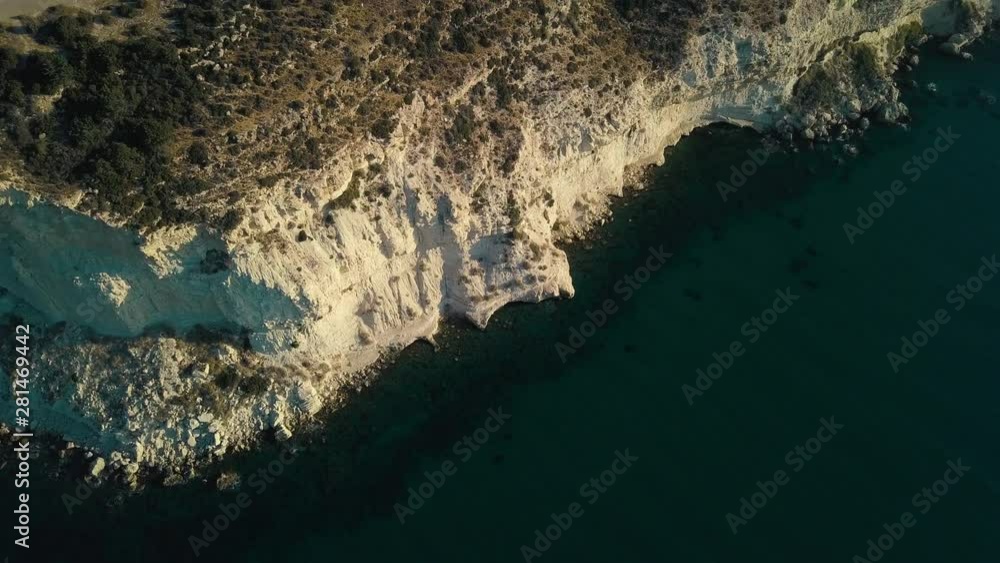 Aerial view flying above rocks near sea in Cyprus Aerial view flying above rocks near sea in Cyprus