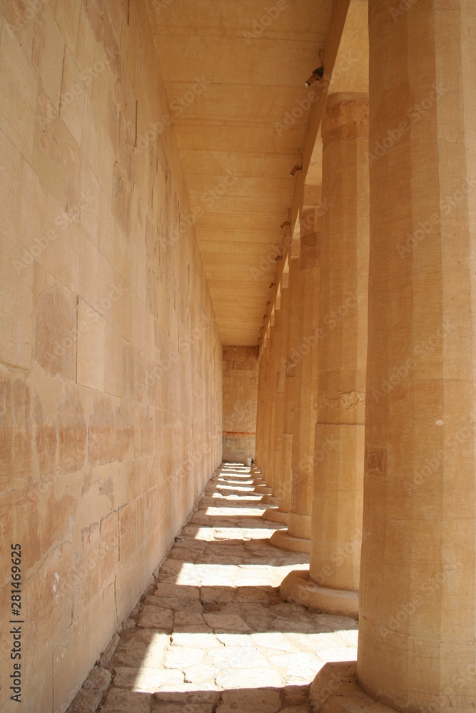 close up view at temple of hatshepsut, valley of the kings, egypt