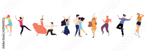 Wallpaper Mural Crowd of young people dancing at club. Big set of characters having fun at party. Flat colorful vector illustration. Torontodigital.ca