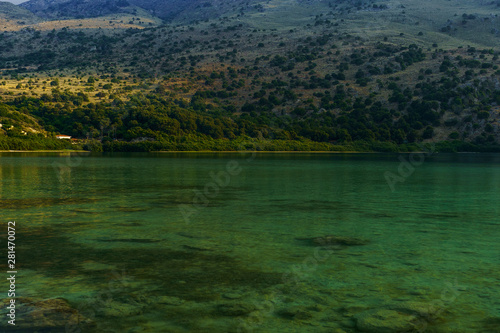 Panorama of the natural lake Kournas at Chania, Crete © Indre