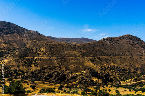Panoramic view from mountain ridge in Crete