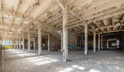 Old abandoned factory with graffiti