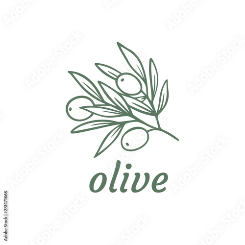 ector logo design template in trendy linear style - eat healthy - vegetarian or food badge or emblem for food wrapping