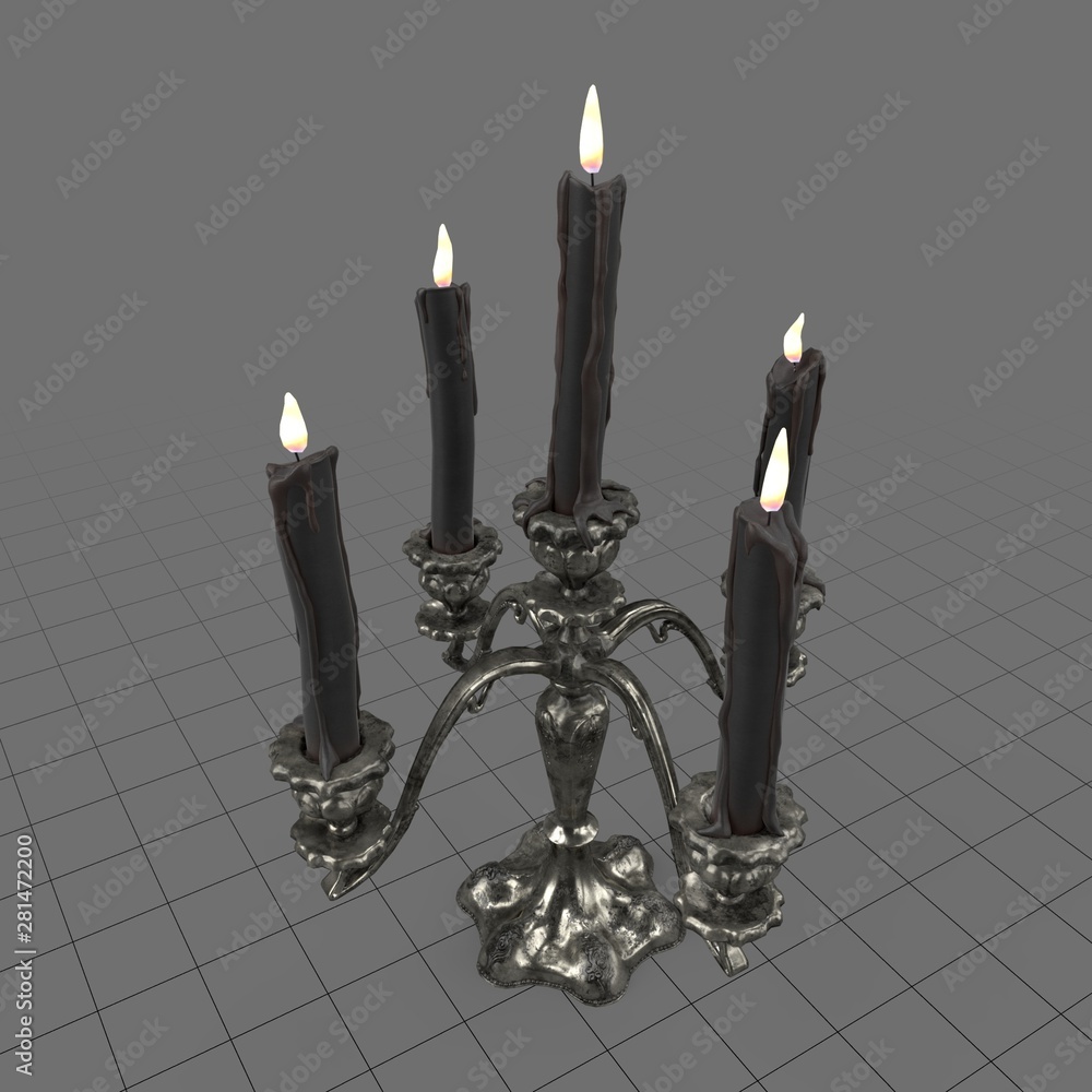 Candelabra with lit candles Stock 3D asset | Adobe Stock