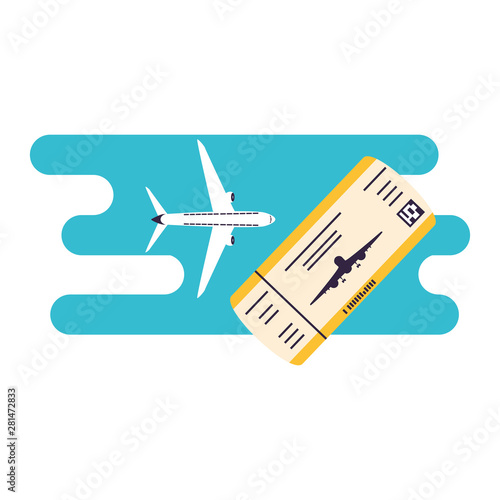 ticket flight document with airplane
