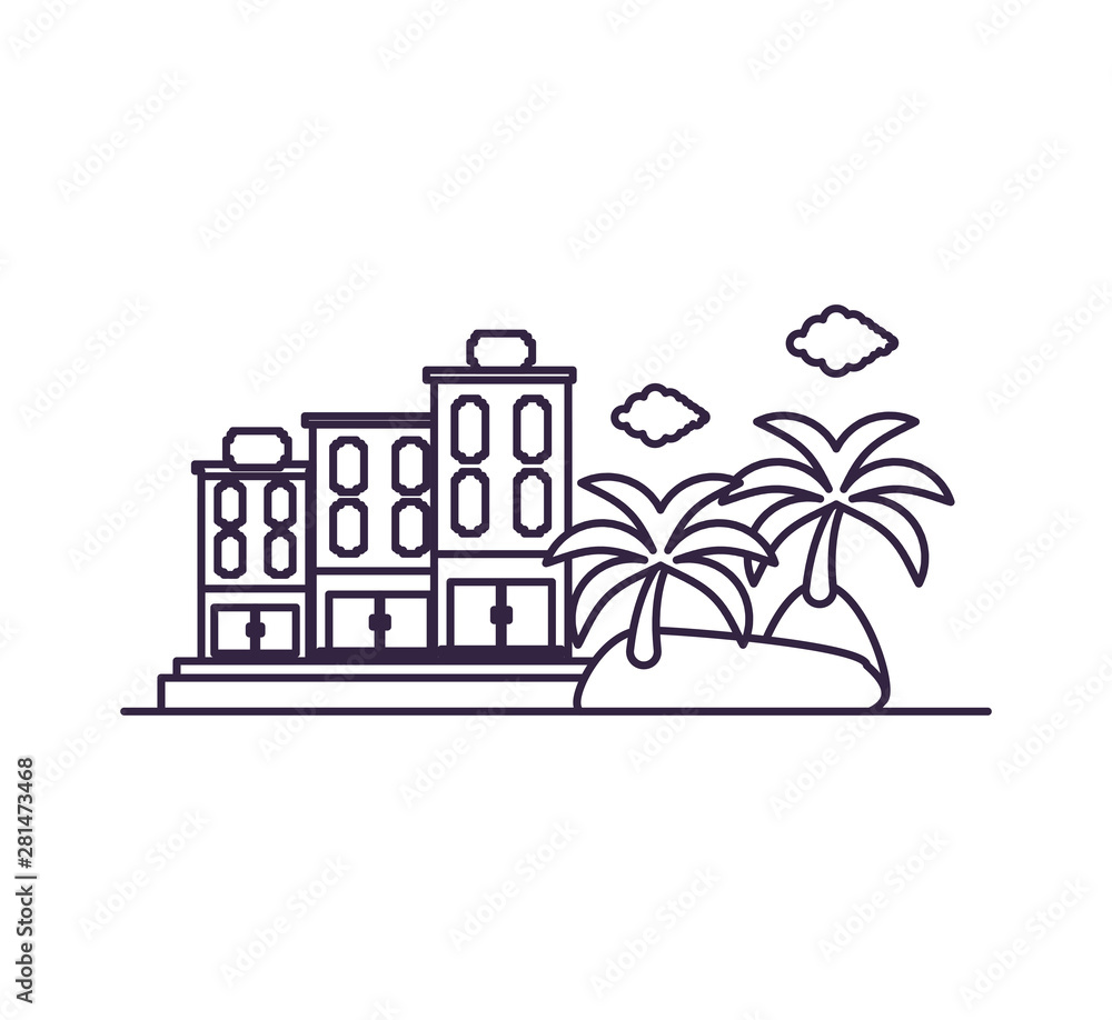Fototapeta premium island beach with hotel building