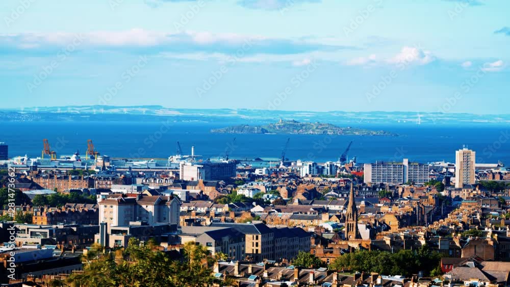 Time lapse view of East Edinburgh, Leith and the firth of forth in Scotland Time lapse view of East Edinburgh, Leith and the firth of forth in Scotland