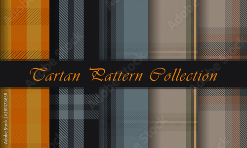 Set Plaid Checkered Fabric Pattern. Background Vector