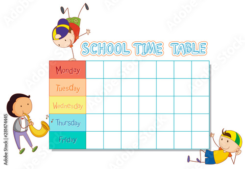 School time table with doodle boy
