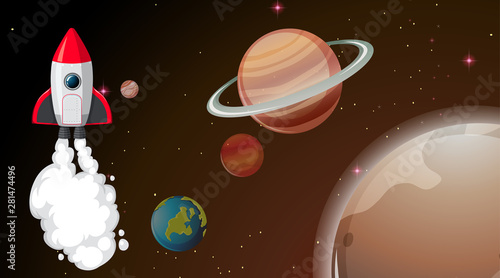 Rocket in space scene