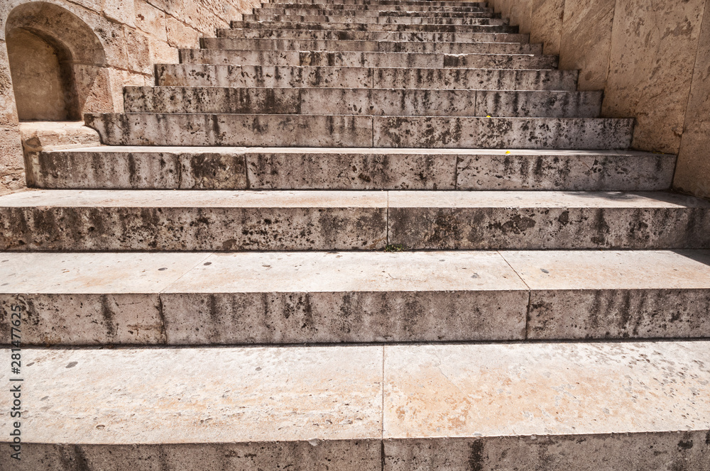 Antique stone stairs of old tower Antique stone stairs of old tower