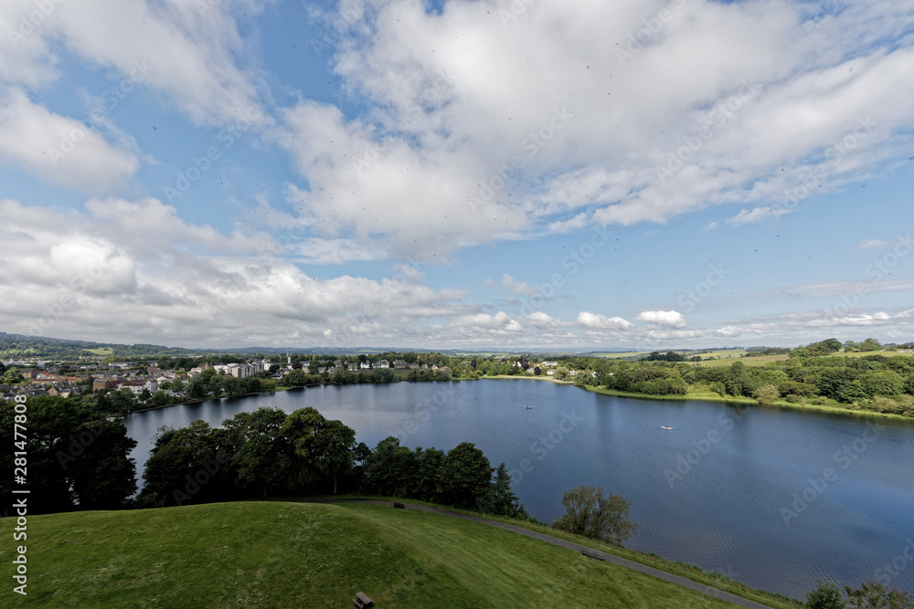View on the loch from Linlithgow Palace - Edinburgh, Scotland, United Kingdom View on the loch from Linlithgow Palace - Edinburgh, Scotland, United Kingdom