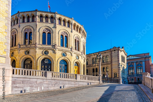 View of the norwegian parliament in Oslo photo