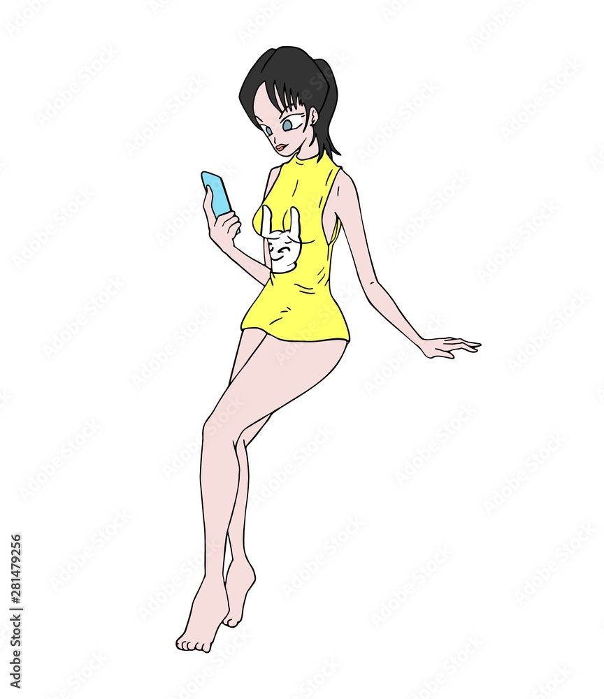 pretty woman looking mobile