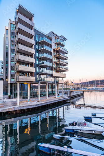 Photography Residential houses at Aker Brygge district of Oslo, Norway