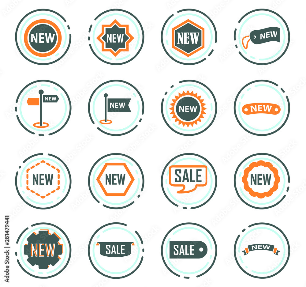 New stiker and label set icons