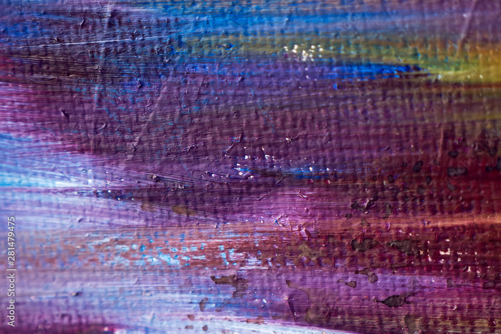 multicolored colors abstraction on canvas purple closeup