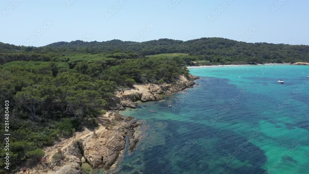 Aerial view of Porquerolles island, view of Argent beach Aerial view of Porquerolles island, view of Argent beach