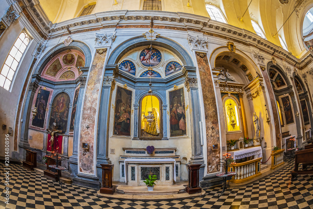 Interior of the church Chiesa di San Pancrazio, Bergamo, Italy
