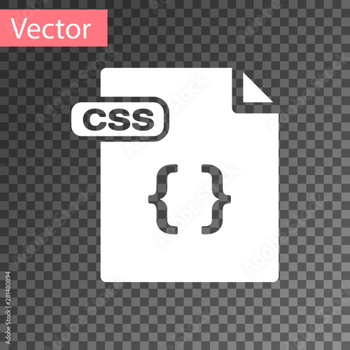 White CSS file document. Download css button icon isolated on transparent background. CSS file symbol. Vector Illustration