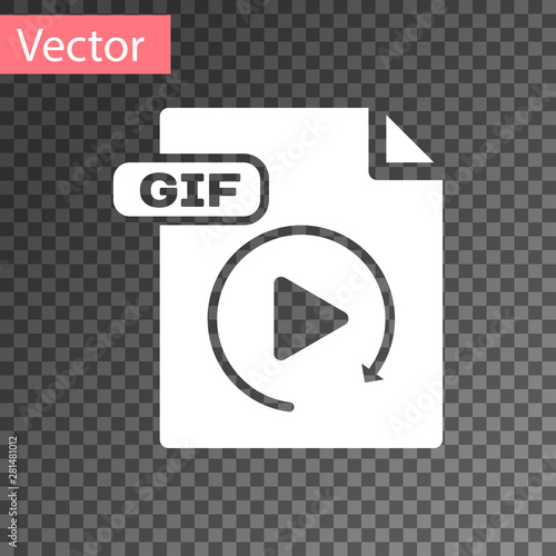 White GIF file document. Download gif button icon isolated on transparent background. GIF file symbol. Vector Illustration