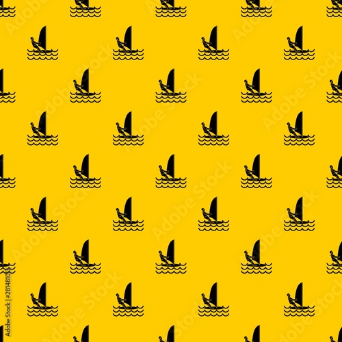 Man on windsurf pattern seamless vector repeat geometric yellow for any design