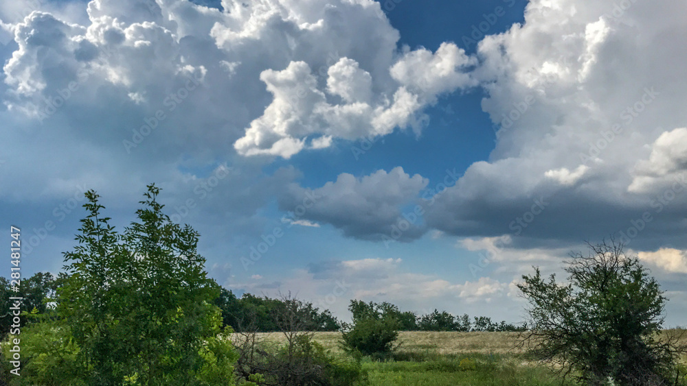 white clouds and blue sky