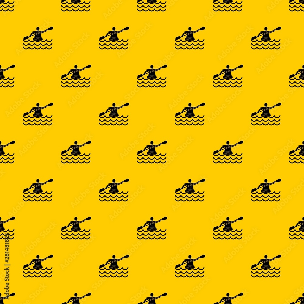 Male athlete in a canoe pattern seamless vector repeat geometric yellow for any design Male athlete in a canoe pattern seamless vector repeat geometric yellow for any design