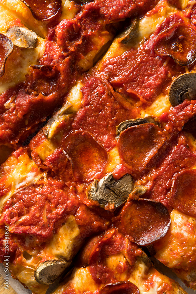 Homemade Detroit Style Pepperoni Pizza Homemade Detroit Style Pepperoni Pizza