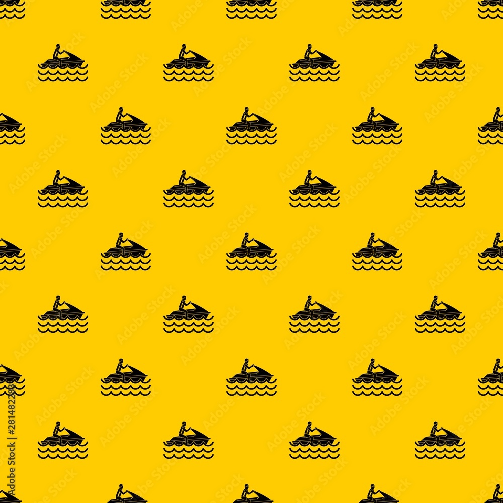 Man on jet ski rides pattern seamless vector repeat geometric yellow for any design Man on jet ski rides pattern seamless vector repeat geometric yellow for any design