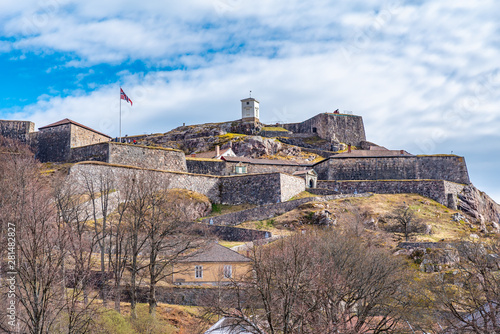 Fredriksten fortress overlooking Norwegian city Halden photo