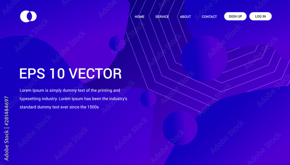 Fototapeta premium Asbtract background website Landing Page. Template for websites, or apps. Modern design.Blue. Abstract vector style. 